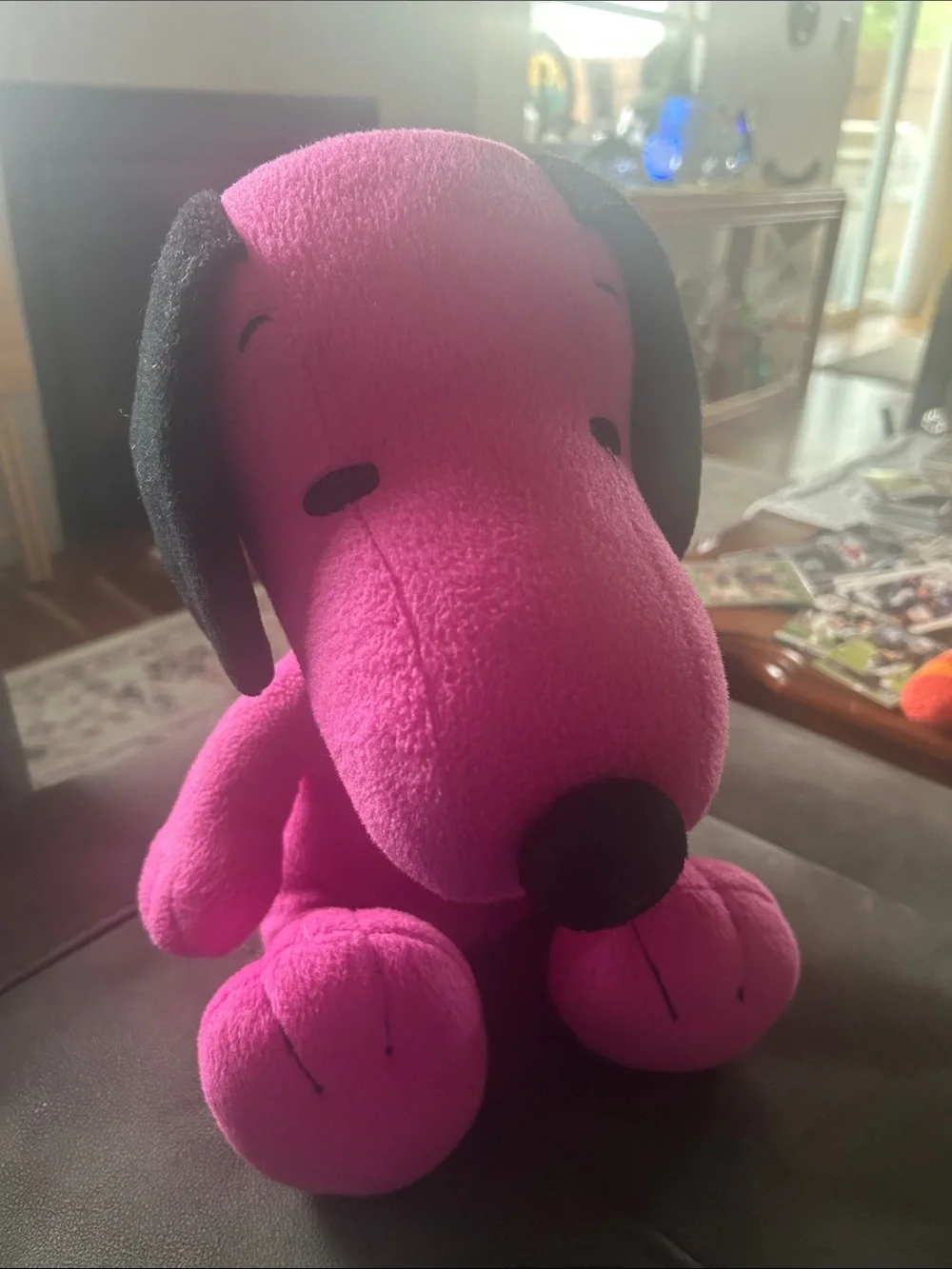 Rare Peanut Snoopy  Pink & Black Plush Dog introduced in Cedar Point Ohio